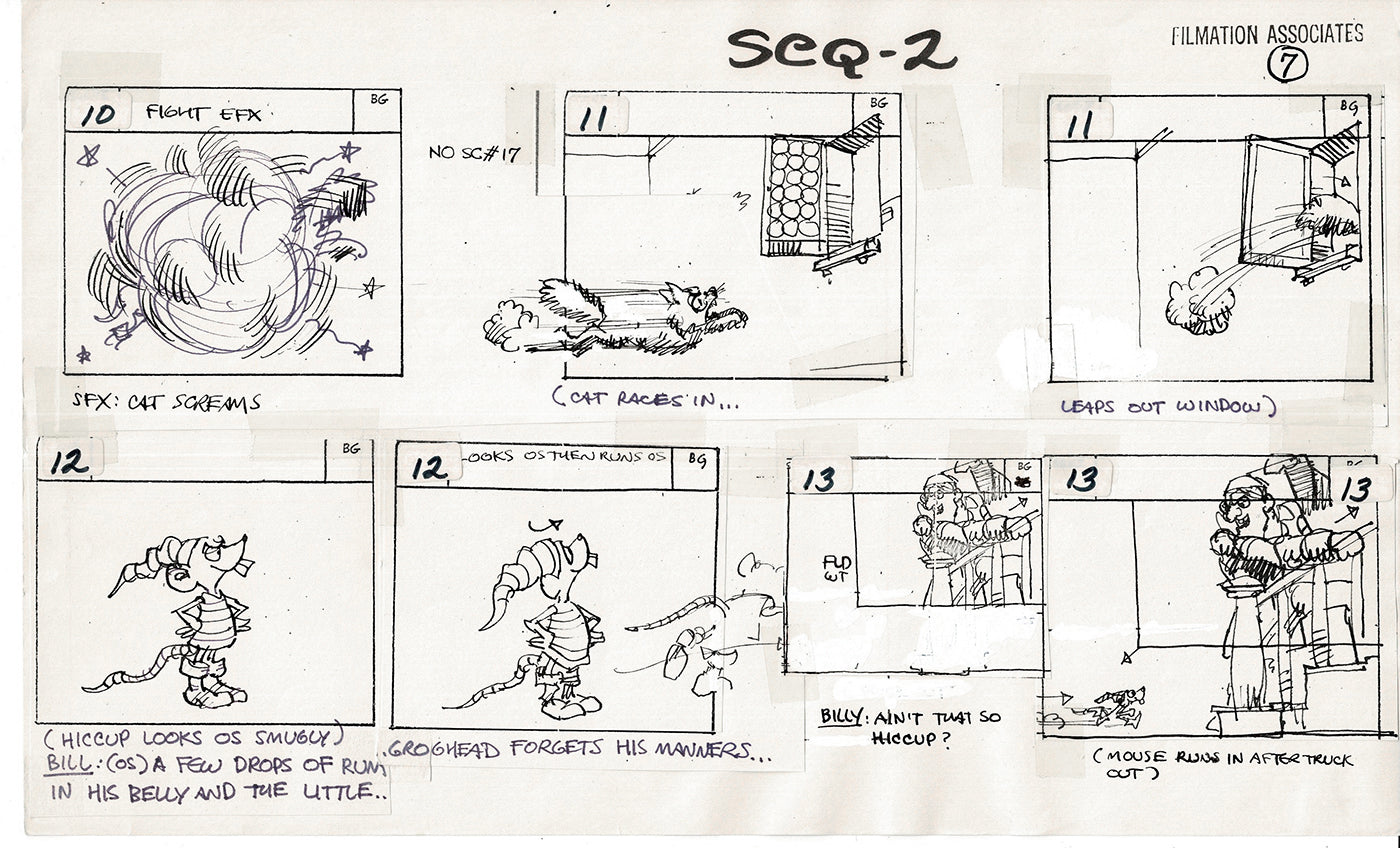 Treasure Island Storyboard Art Cartoon 2 Pages Stevenson Filmation WB 1973 A-07