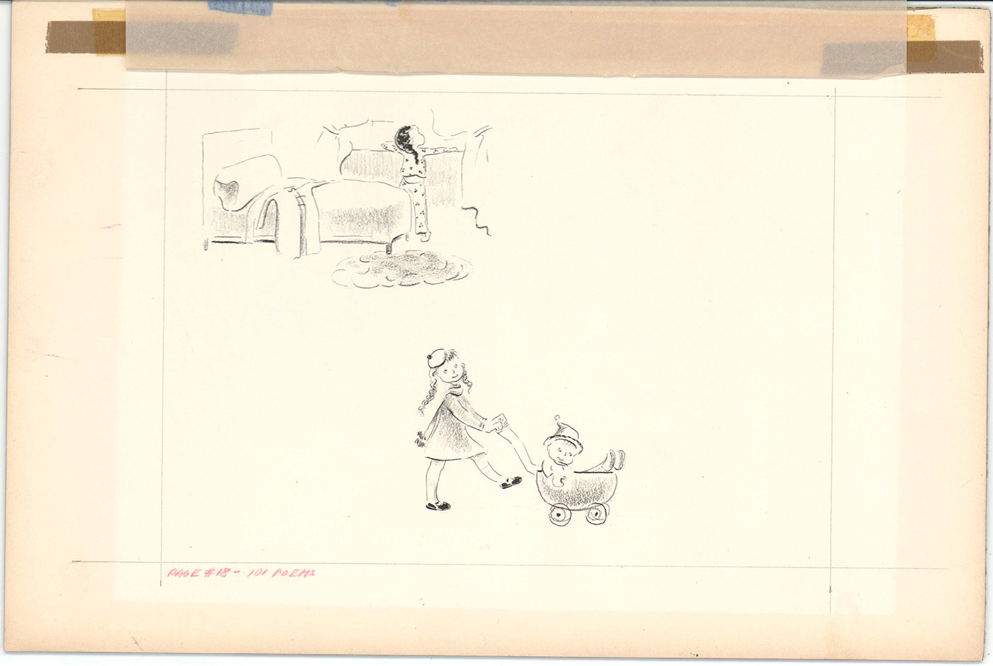 Illustration Book Page Original Drawing by Lowenheim c1978 Samuel Lowe H007