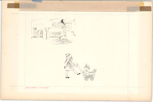 Illustration Book Page Original Drawing by Lowenheim c1978 Samuel Lowe H007