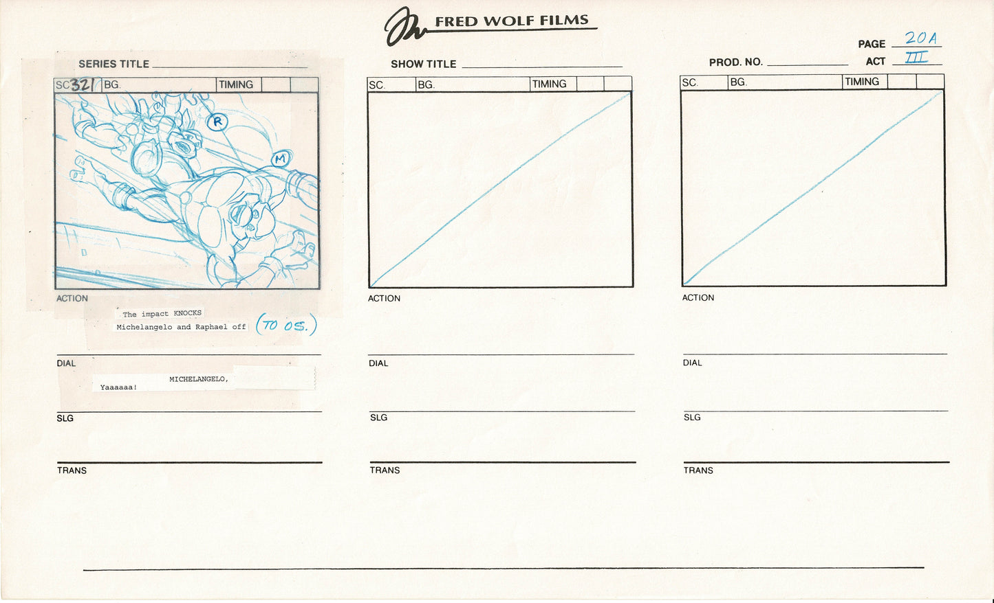 Teenage Mutant Ninja Turtles TMNT Original Production Animation Storyboard 1995 U3-20a