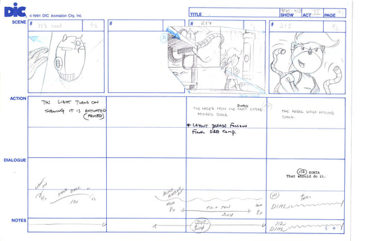 Sonic Underground Huge Hand-Drawn Production Storyboard 1999 from DIC Used to Make the Cartoon Pg 91