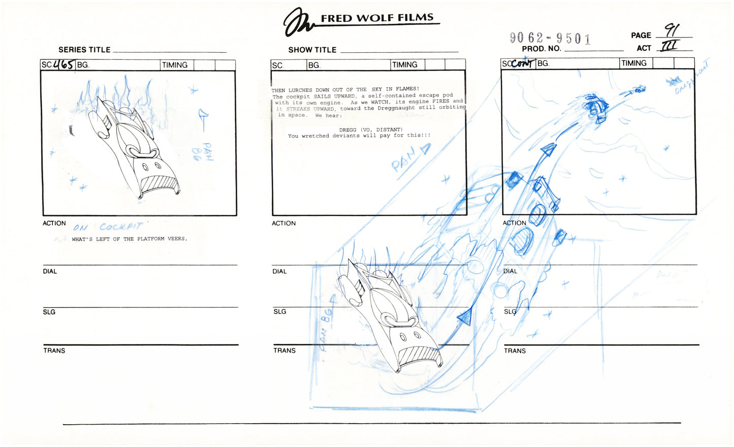 Teenage Mutant Ninja Turtles TMNT Original Production Animation Storyboard 1995 U3-91