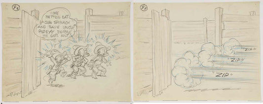 Popeye 1952 2 LOT Original Animation Production Storyboard from Famous Studios 923