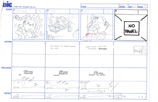 Sonic Underground Huge Hand-Drawn Production Storyboard 1999 from DIC Used to Make the Cartoon Pg 92