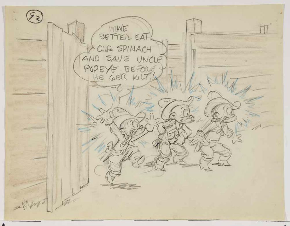 Popeye 1952 2 LOT Original Animation Production Storyboard from Famous Studios 923