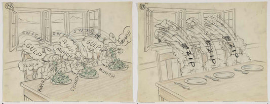 Popeye 1952 2 LOT Original Animation Production Storyboard from Famous Studios 947