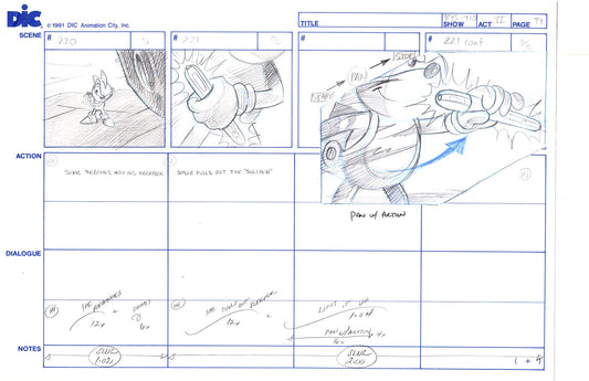 Sonic Underground Huge Hand-Drawn Production Storyboard 1999 from DIC Used to Make the Cartoon Pg 94