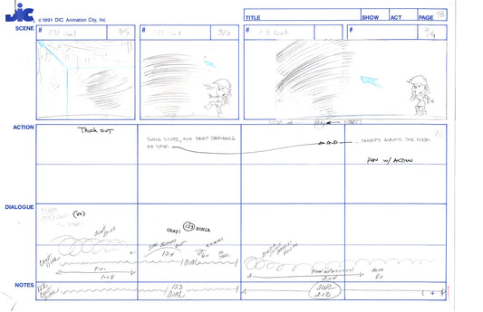 Sonic Underground Huge Hand-Drawn Production Storyboard 1999 from DIC Used to Make the Cartoon Pg 98