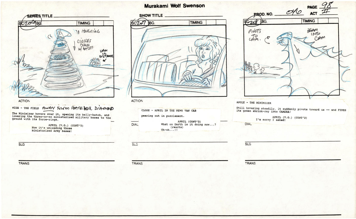 Teenage Mutant Ninja Turtles TMNT Original Production Animation Storyboard 1989 BB-98