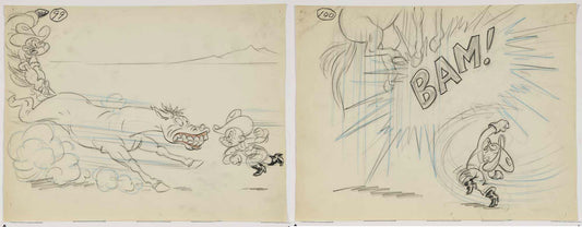 Popeye 1952 2 LOT Original Animation Production Storyboard from Famous Studios 991