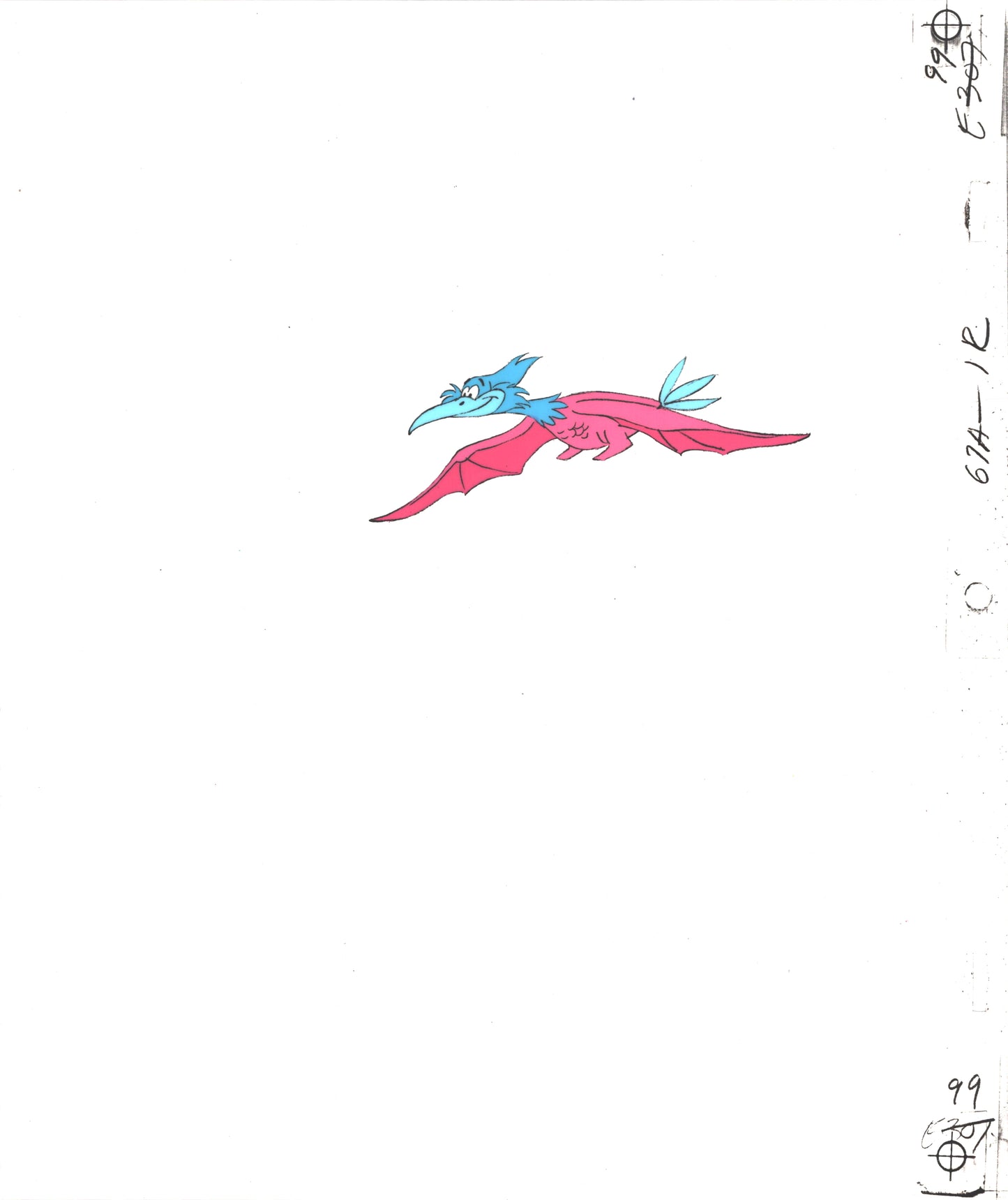 The FLINTSTONES Pterodactyl Production Animation Cel and Drawing Hanna-Barbera 99