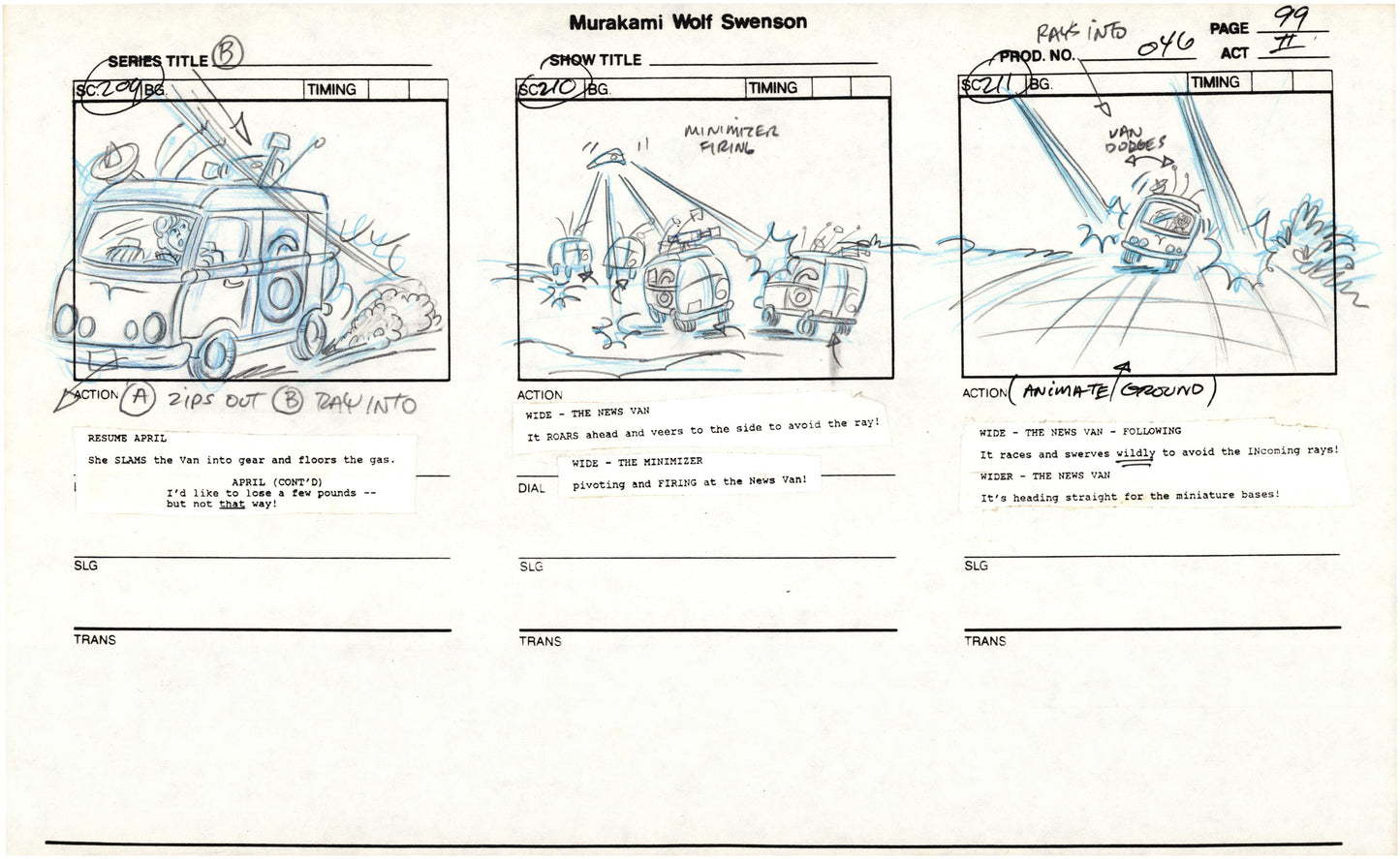 Teenage Mutant Ninja Turtles TMNT Original Production Animation Storyboard 1989 BB-99