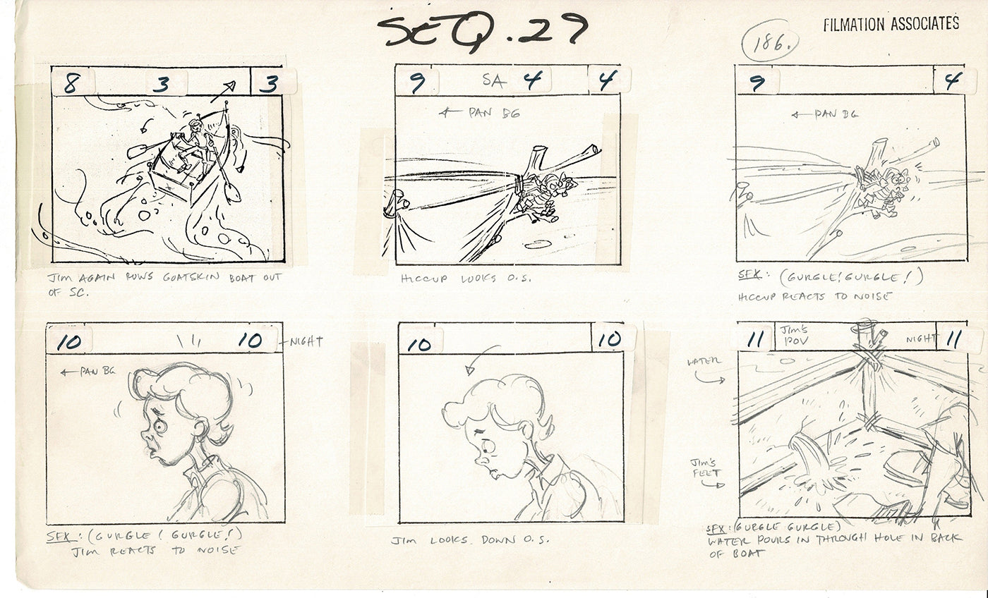 Treasure Island Storyboard Art Cartoon 2 Pages Stevenson Filmation WB 1973 D-09
