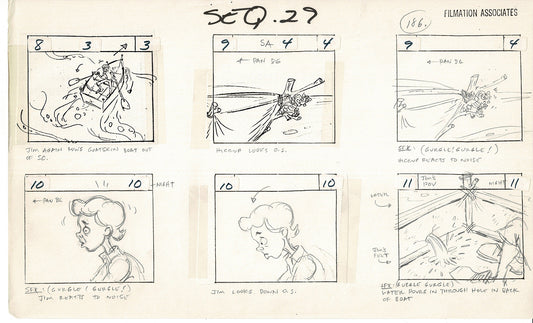 Treasure Island Storyboard Art Cartoon 2 Pages Stevenson Filmation WB 1973 D-09