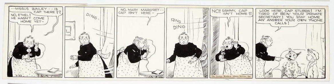 Cap Stubbs and Tippie Original Ink Daily Comic Strip Art Signed and Drawn by Edwina Dumm AM09