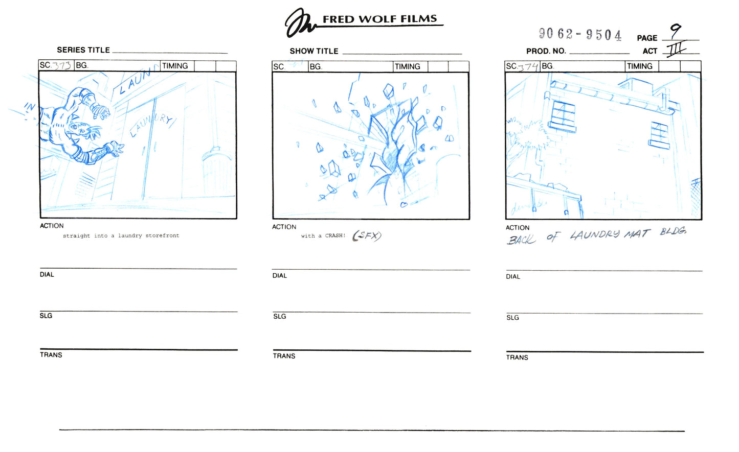 Teenage Mutant Ninja Turtles TMNT Original Production Animation Storyboard 1995 NM-9