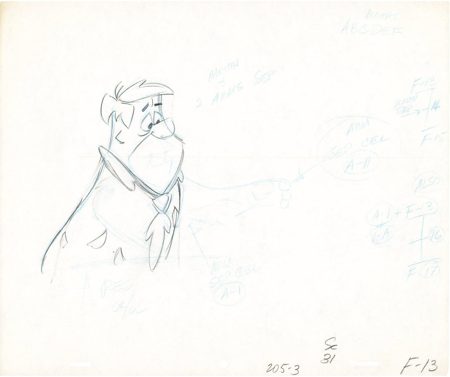 The Flintstones The Frankenstones Animation Art Cel Drawing from Hanna-Barbera 1980-1 B-9