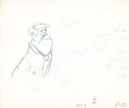 The Flintstones The Frankenstones Animation Art Cel Drawing from Hanna-Barbera 1980-1 B-9