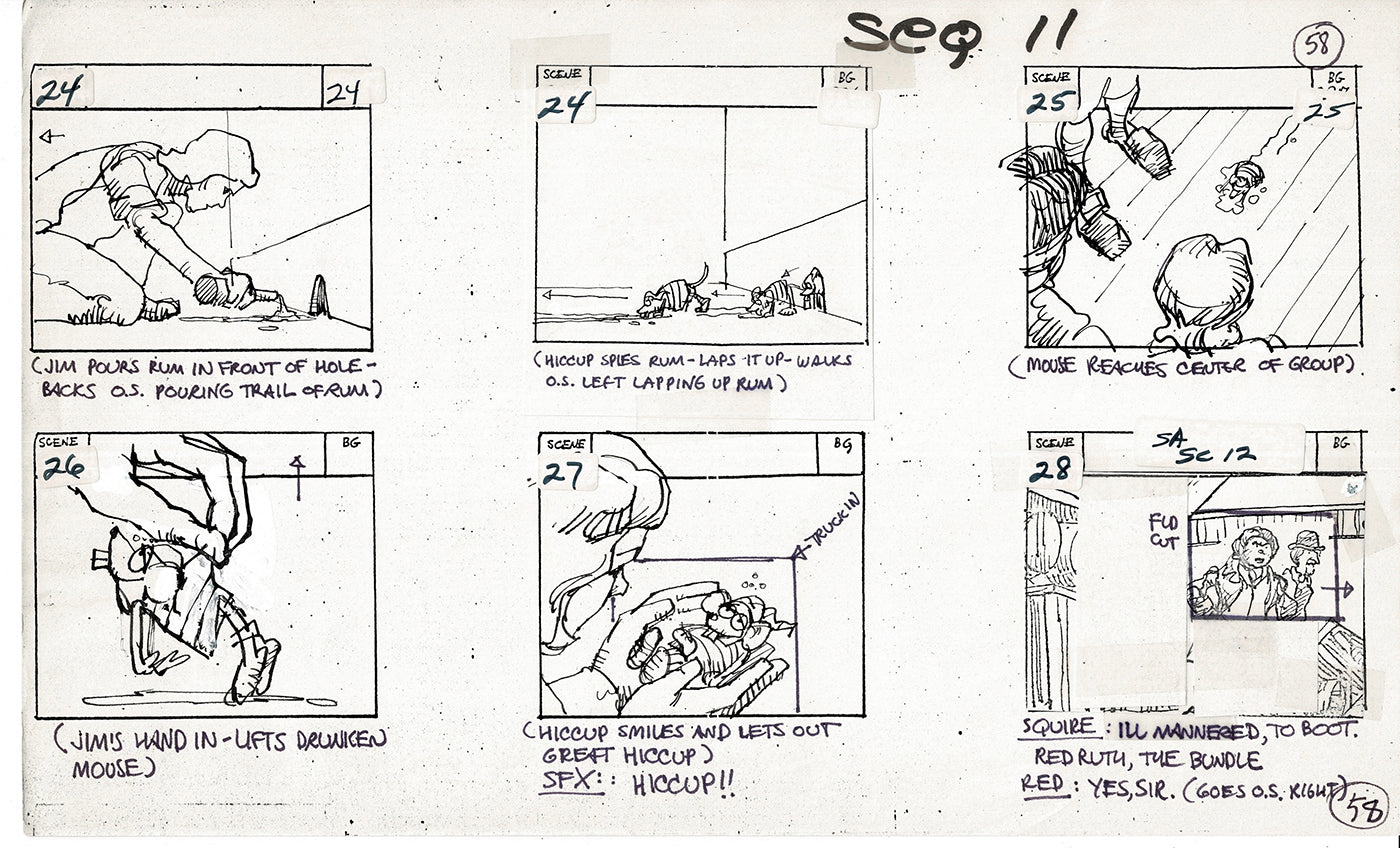Treasure Island Storyboard Art Cartoon 2 Pages Stevenson Filmation WB 1973 B-09