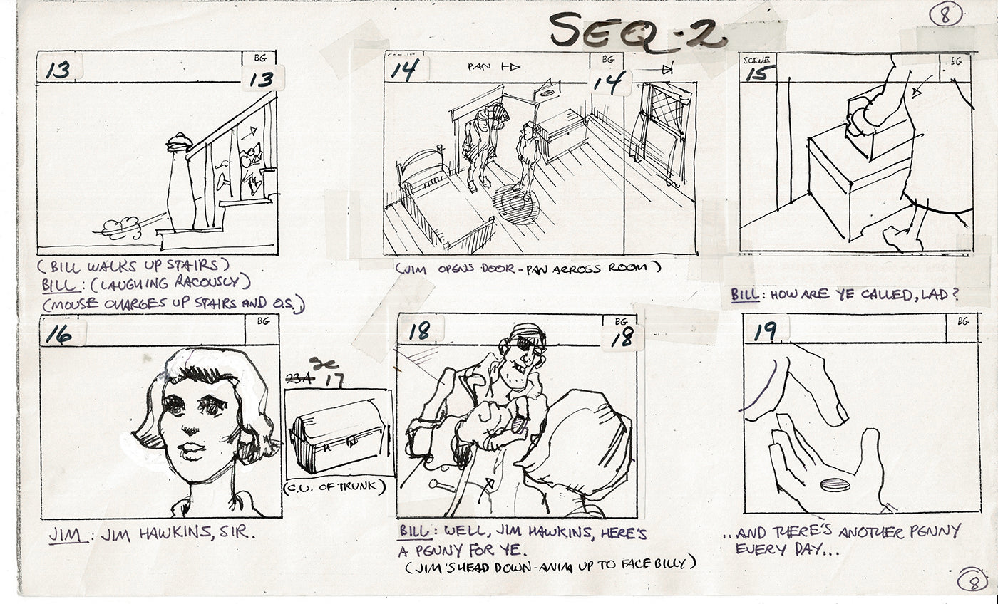 Treasure Island Storyboard Art Cartoon 2 Pages Stevenson Filmation WB 1973 A-09