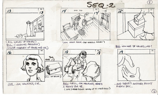 Treasure Island Storyboard Art Cartoon 2 Pages Stevenson Filmation WB 1973 A-09
