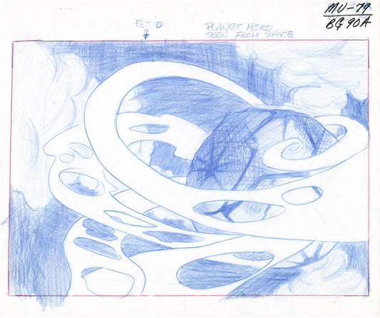 He-Man and the Masters of the Universe Animation Production Pencil Background Drawing For Cels Filmation 1980s A-09