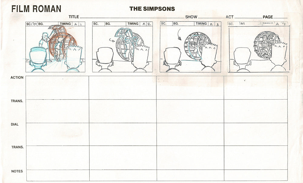 The Simpsons Original Production Animation Storyboard 1996 Fox 9