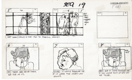 Treasure Island Storyboard Art Cartoon 2 Pages Stevenson Filmation WB 1973 C-09