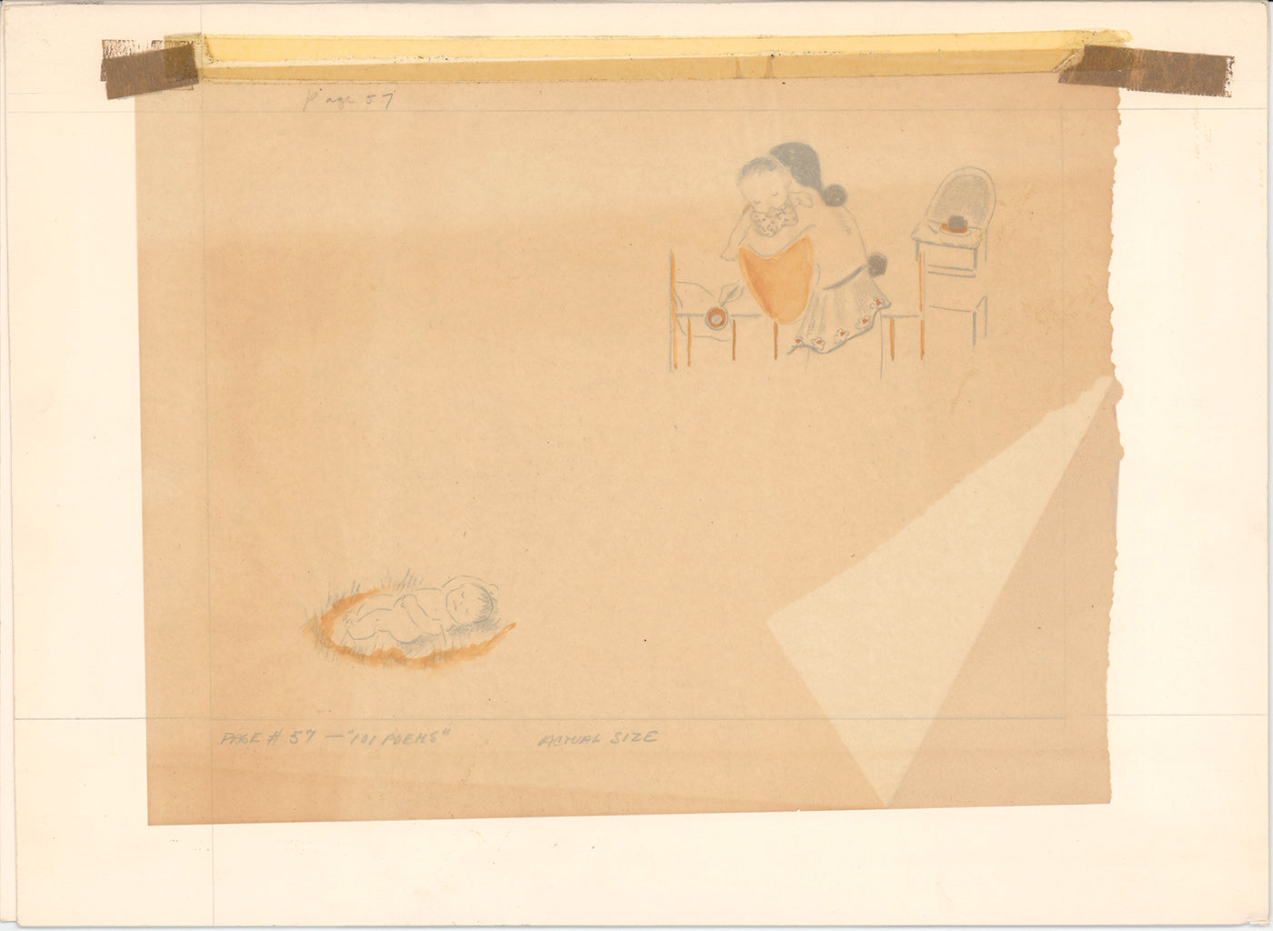 Illustration Book Page Original Drawing by Lowenheim c1978 Samuel Lowe T009