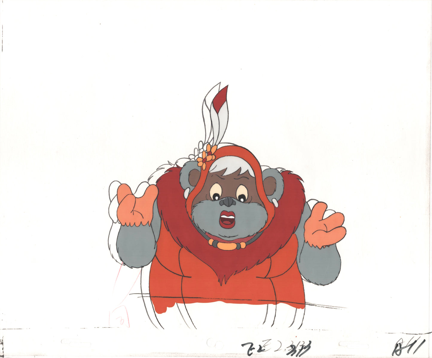 Star Wars: Ewoks Original Production Animation Cel and Drawing (drawing is stuck) from Lucasfilm C-A11