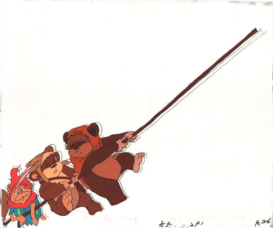 Star Wars: Ewoks Original Production Animation Cel and Drawing (drawing is stuck) from Lucasfilm C-A26