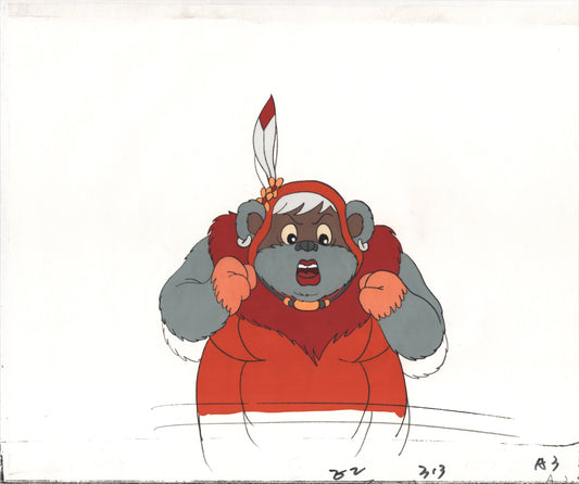 Star Wars: Ewoks Original Production Animation Cel and Drawing (drawing is stuck) from Lucasfilm C-A3