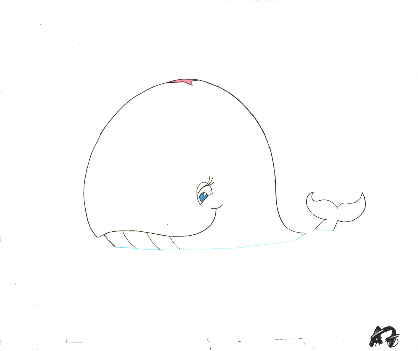 Unknown Animation Production cel and drawing of a whale A-7