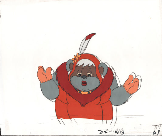 Star Wars: Ewoks Original Production Animation Cel and Drawing (drawing is stuck) from Lucasfilm C-A9