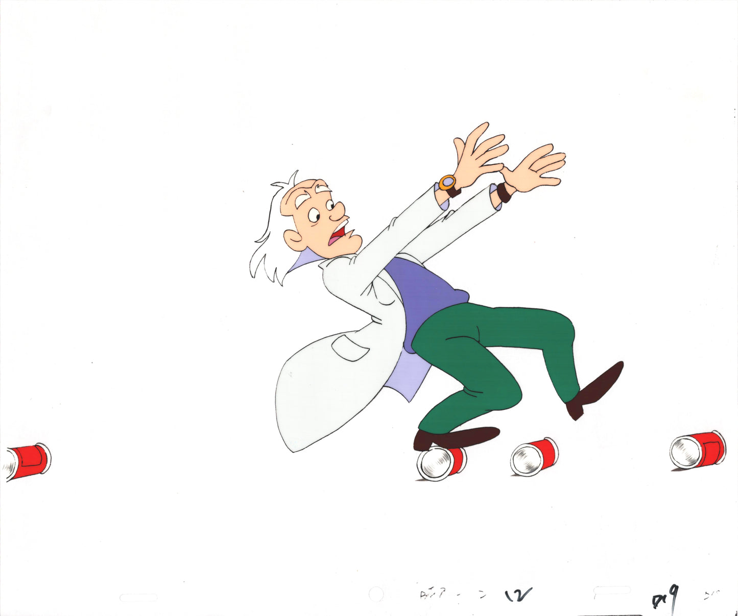 Back to the Future BTTF Doc Brown Production Animation Cel and Drawing from Universal 1991-2 A9