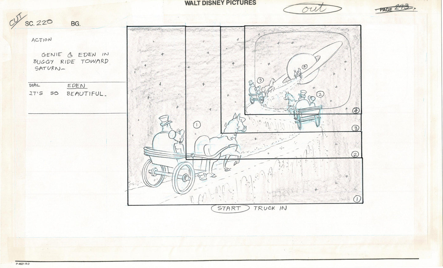 ALADDIN Disney Series Production Animation SB Drawing from Animator Wendell Washer's Estate 1