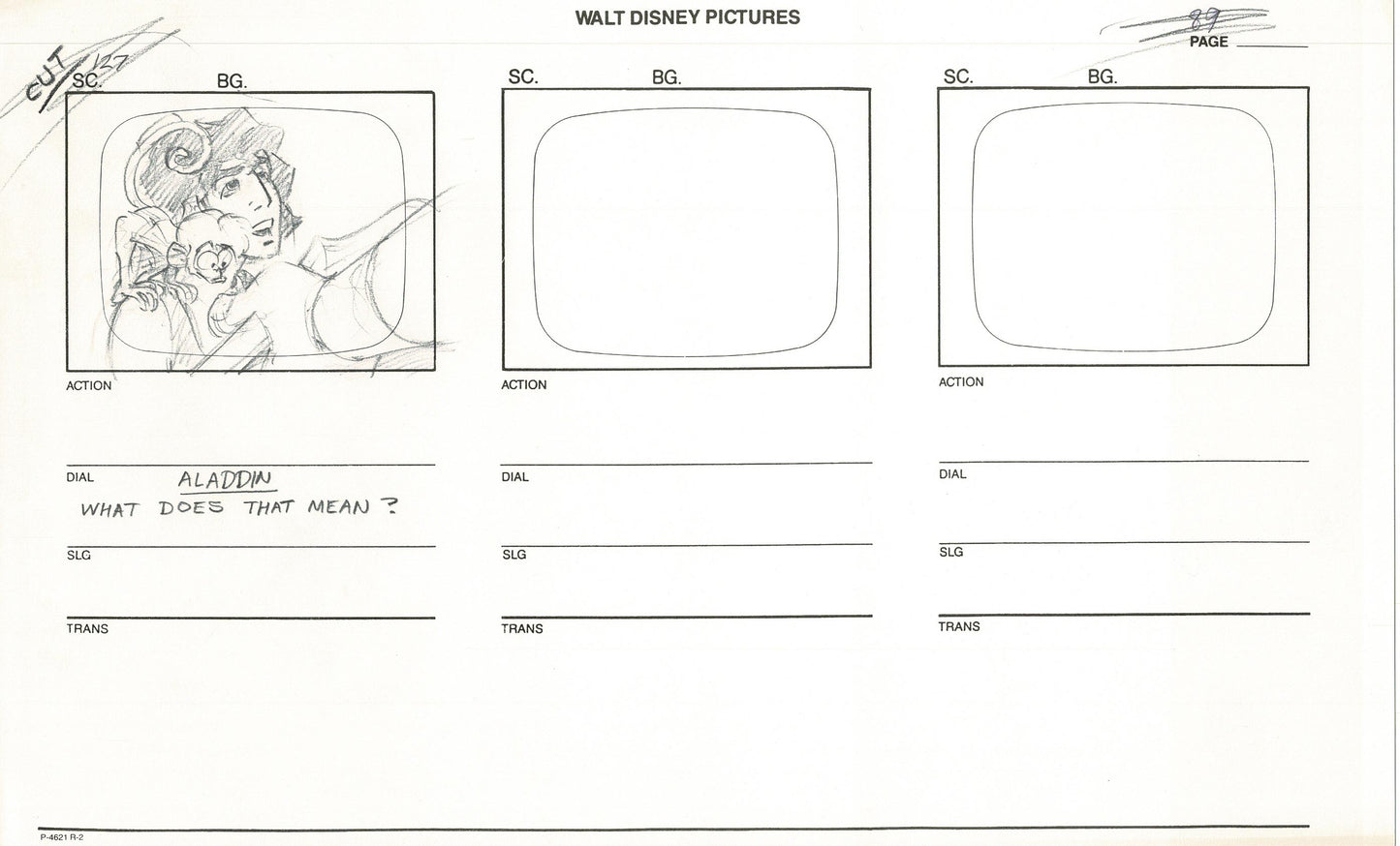 ALADDIN Disney Series Production Animation SB Drawing from Animator Wendell Washer's Estate 5