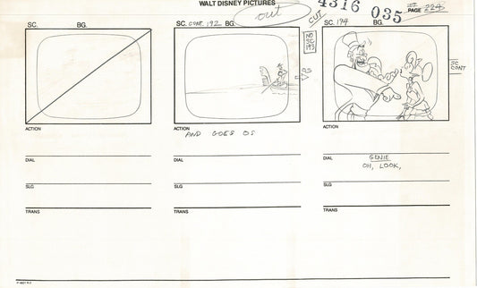 ALADDIN Disney Series Production Animation SB Drawing from Animator Wendell Washer's Estate 8