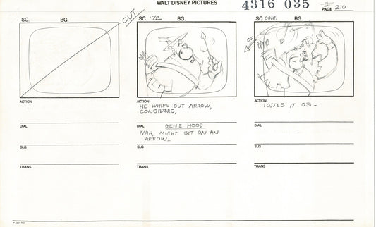 ALADDIN Disney Series Production Animation SB Drawing from Animator Wendell Washer's Estate 9