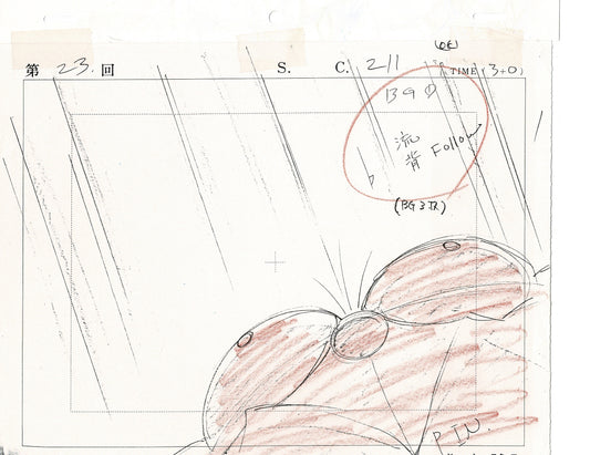 Excel Saga Anime Lot of 2 Production Animation Cel Drawings 2000 AE-01