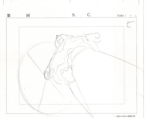 Excel Saga Anime Lot of 2 Production Animation Cel Drawings 2000 AE-05