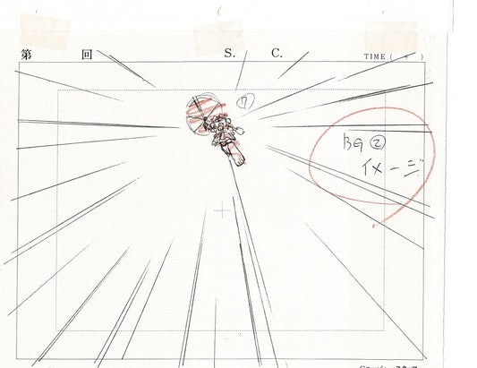 Excel Saga Anime Lot of 2 Production Animation Cel Drawings 2000 AE-07