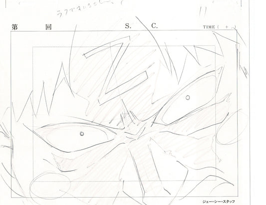 Excel Saga Anime Lot of 2 Production Animation Cel Drawings 2000 AE-09