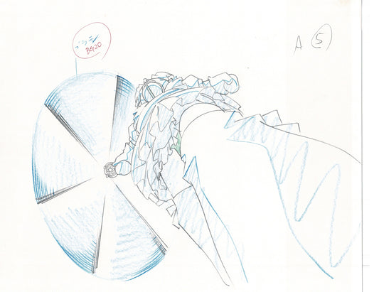 Excel Saga Anime Lot of 2 Production Animation Cel Drawings 2000 AE-17