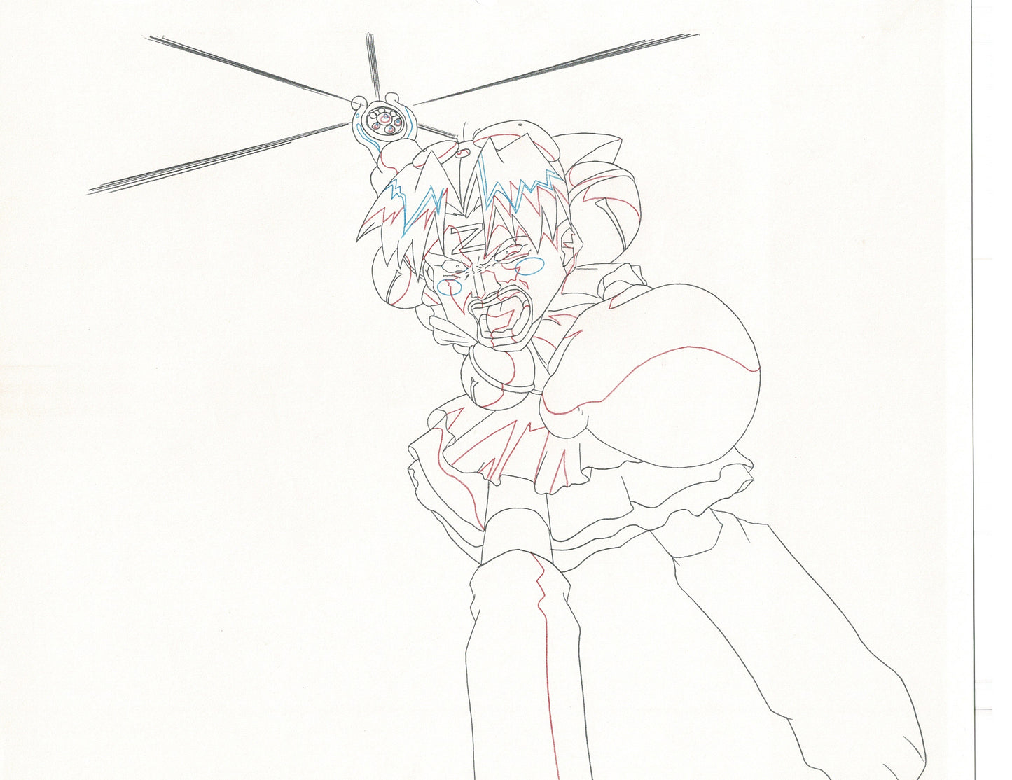 Excel Saga Anime Lot of 2 Production Animation Cel Drawings 2000 AE-43