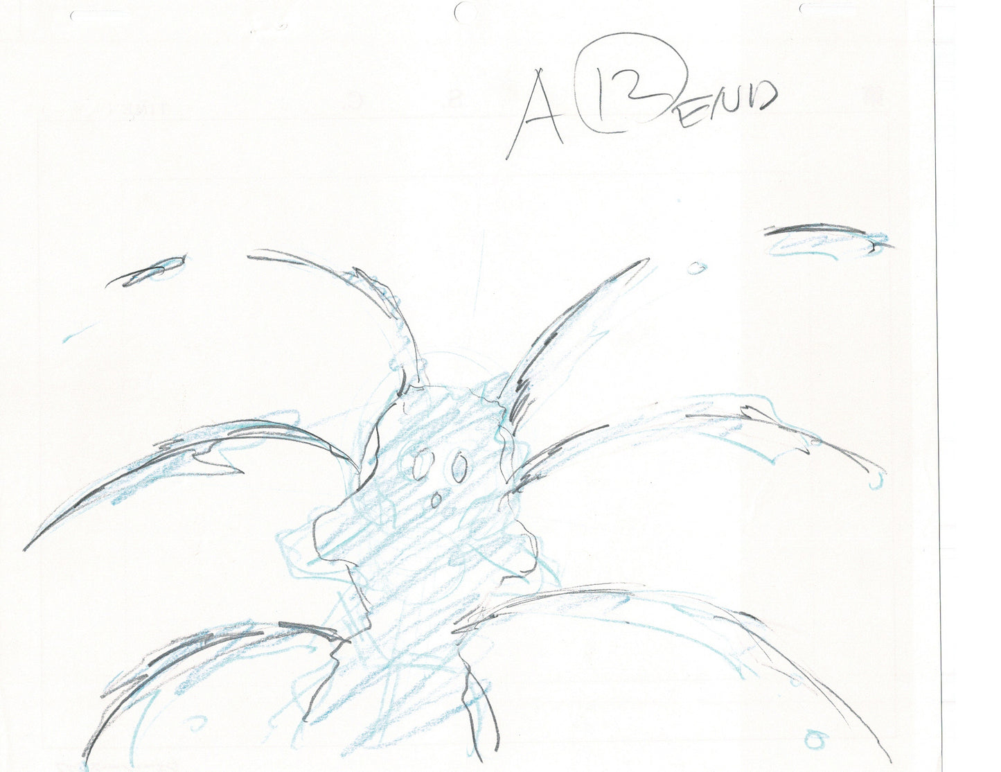 Excel Saga Anime Lot of 2 Production Animation Cel Drawings 2000 BE-01