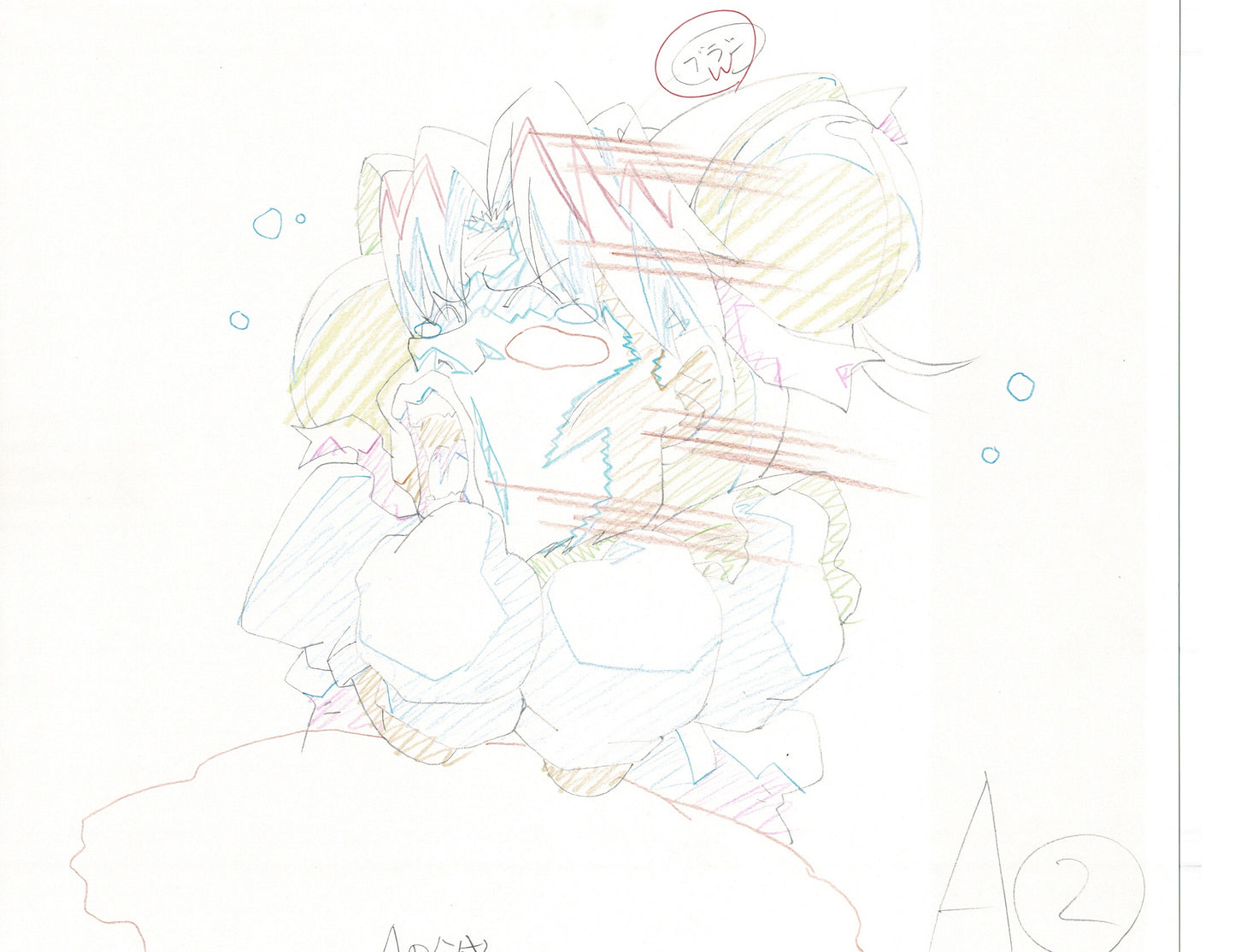 Excel Saga Anime Lot of 2 Production Animation Cel Drawings 2000 BE-13