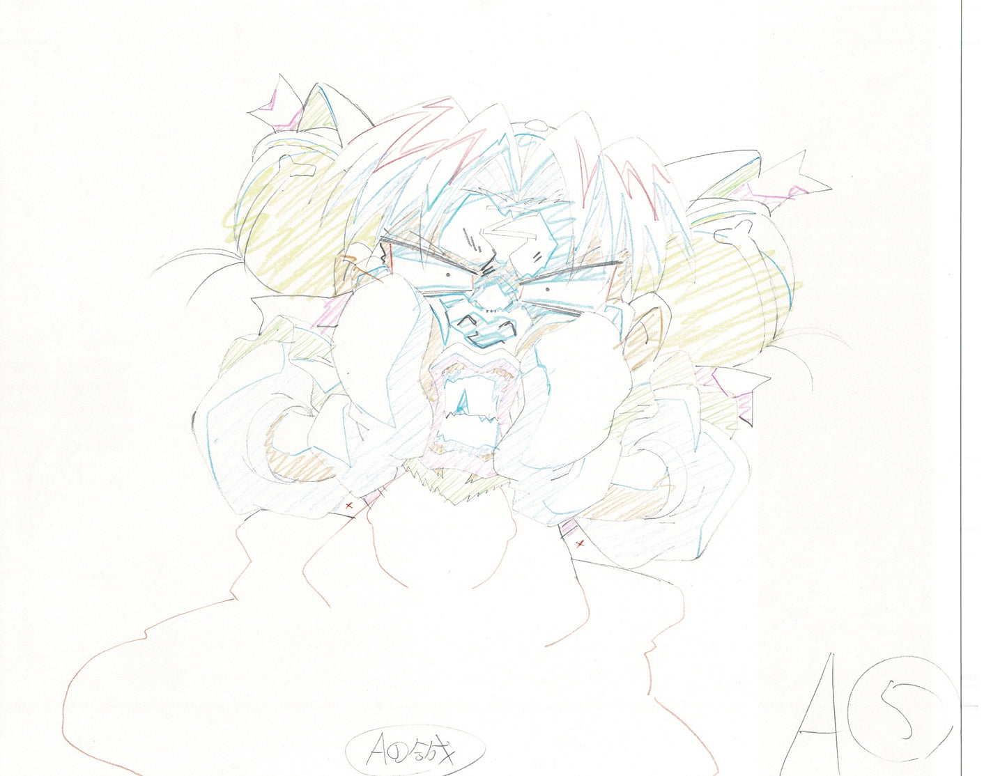 Excel Saga Anime Lot of 2 Production Animation Cel Drawings 2000 BE-15