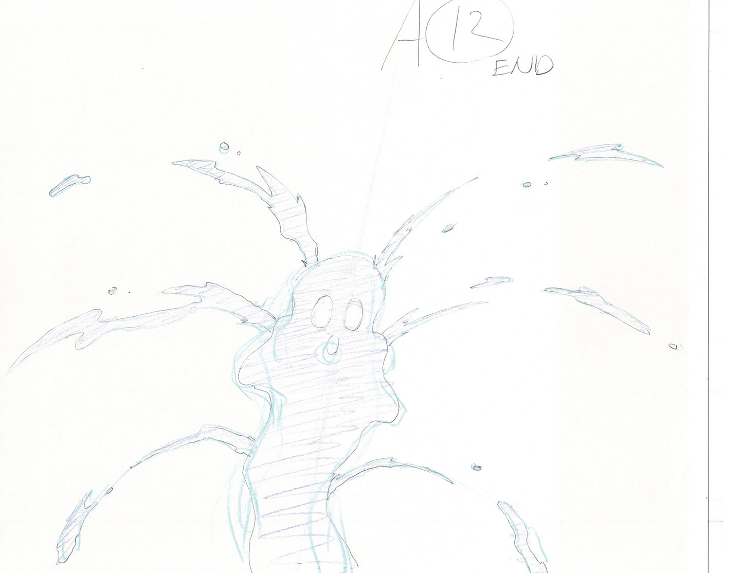 Excel Saga Anime Lot of 2 Production Animation Cel Drawings 2000 BE-23