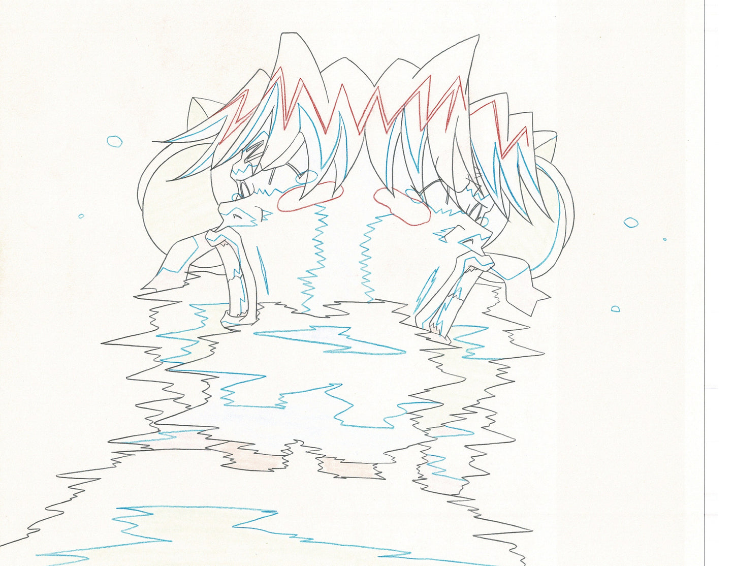 Excel Saga Anime Lot of 2 Production Animation Cel Drawings 2000 BE-27